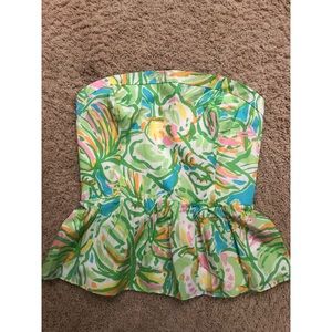 NWT Lilly Pulitzer Strapless Shandy Peplum Top, Size 6